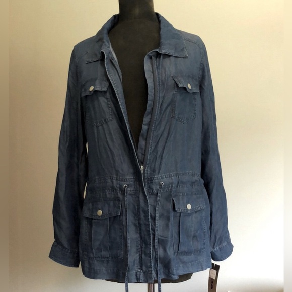 Alia Denim-Look Blue Utility Jacket, Size 10, NWT - Picture 5 of 10